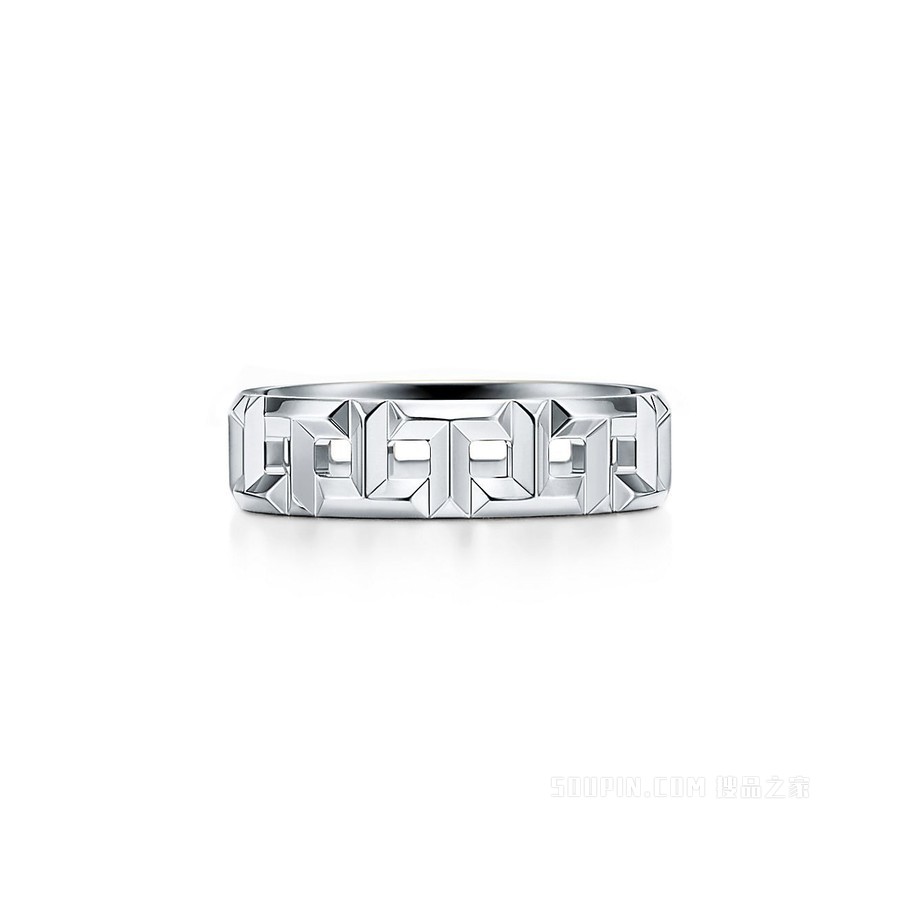 Tiffany T 系列 18K 白金 True 宽式戒指，5.5 毫米宽。
