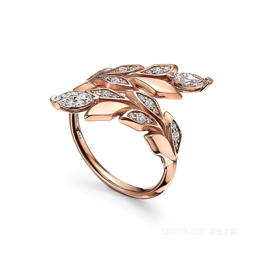 Tiffany Victoria™ 系列 18K 玫瑰金镶钻藤蔓环绕式戒指