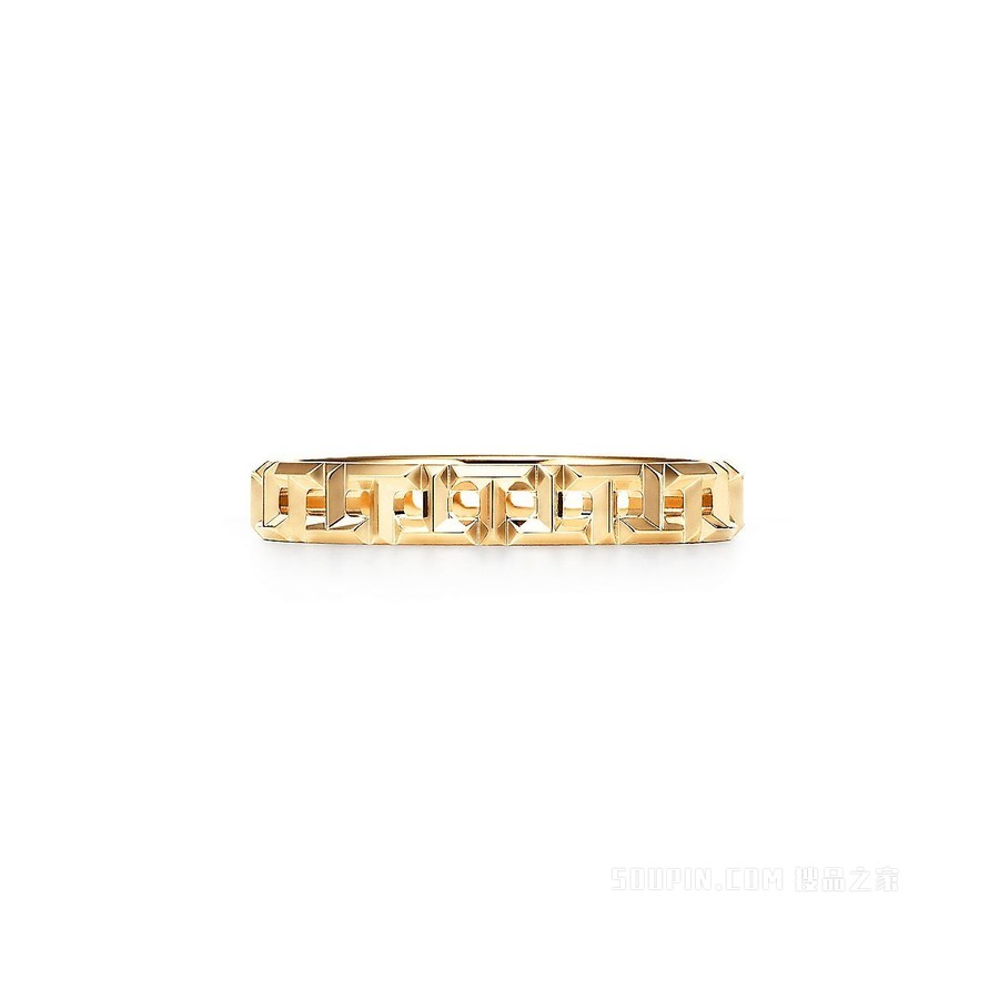 Tiffany T 系列 18K 黄金 True 窄式戒指，3.5 毫米宽。