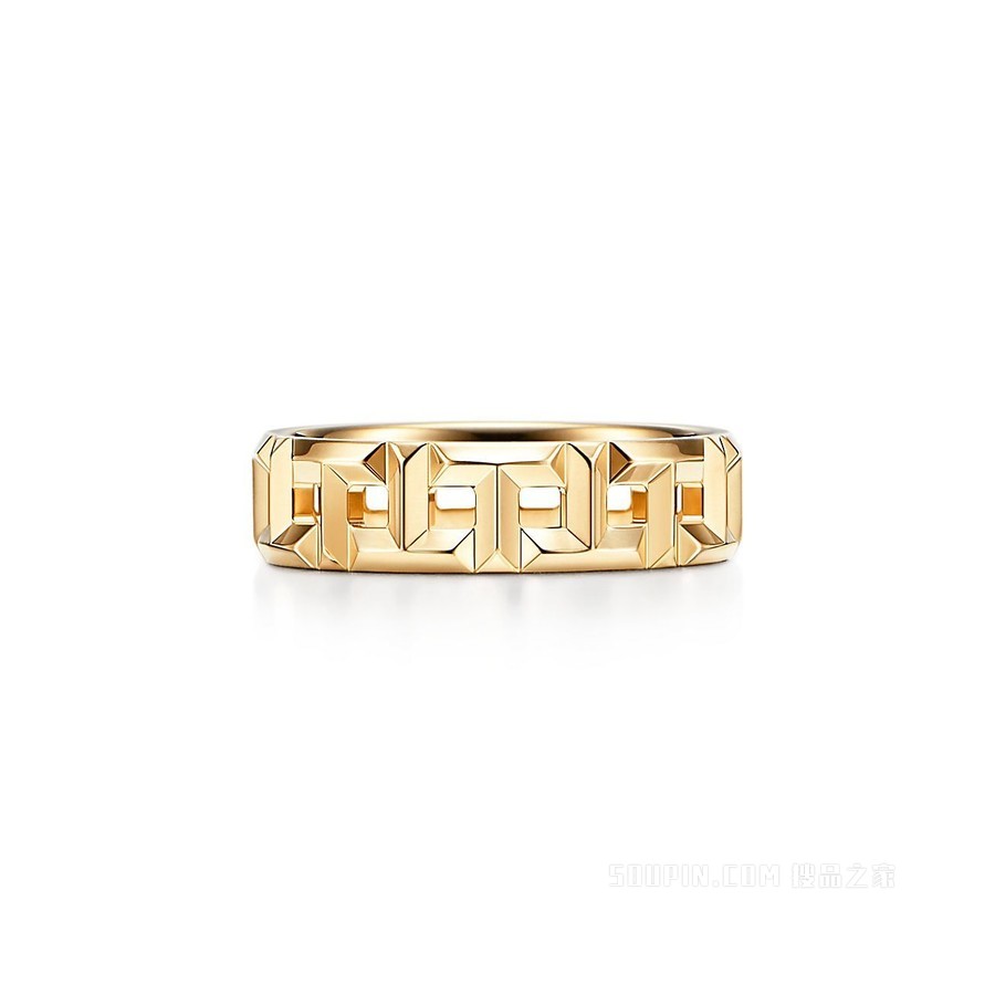 Tiffany T 系列 18K 黄金 True 宽式戒指，5.5 毫米宽。