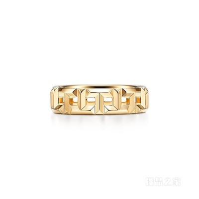 Tiffany T 系列 18K 黄金 True 宽式戒指，5.5 毫米宽。