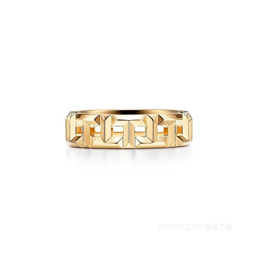 Tiffany T 系列 18K 黄金 True 宽式戒指，5.5 毫米宽。