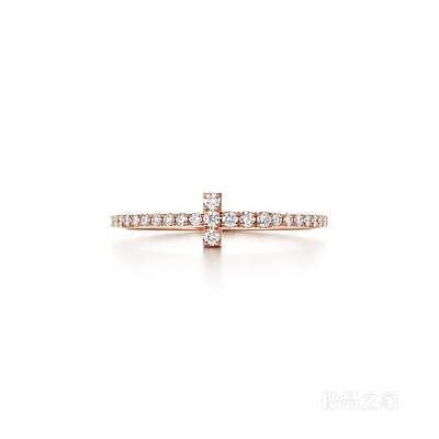 Tiffany T 系列 18K 玫瑰金镶钻线圈戒指。