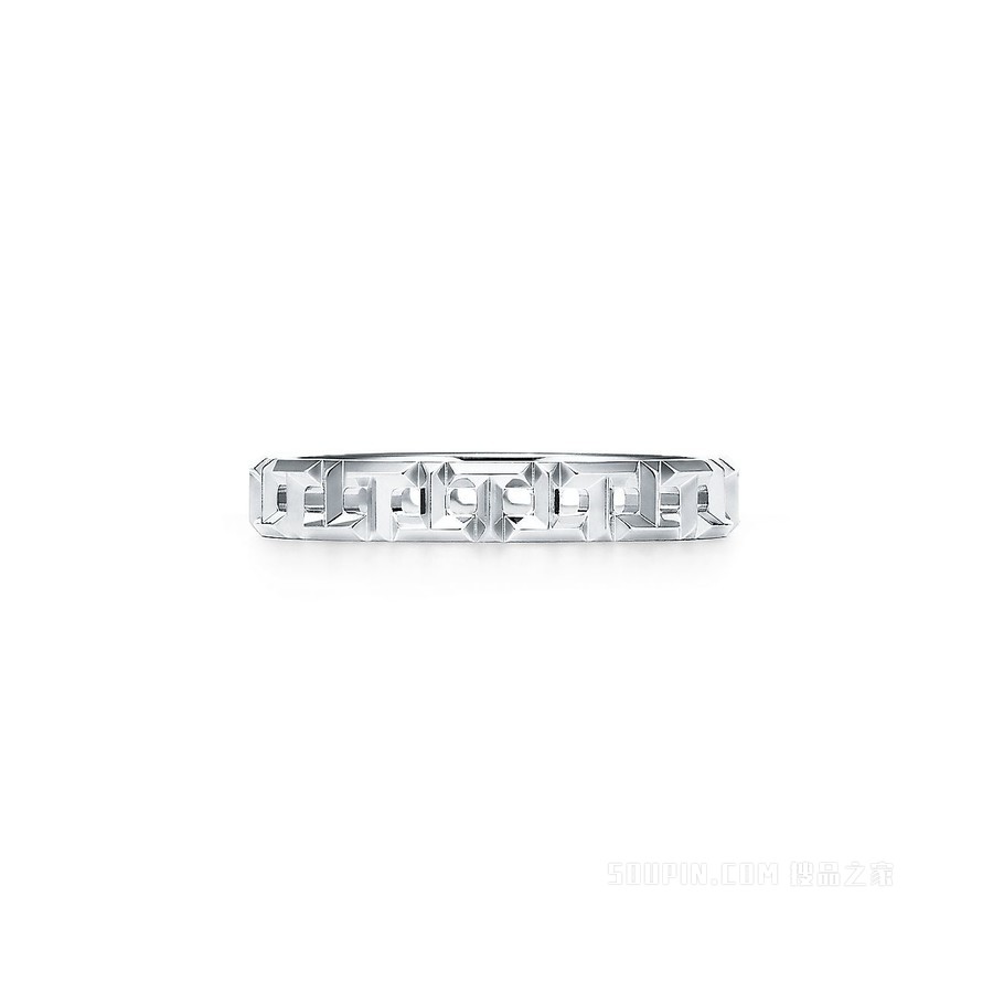Tiffany T 系列 18K 白金 True 窄式戒指，3.5 毫米宽。