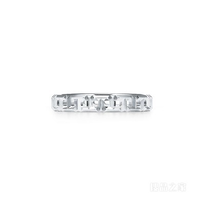 Tiffany T 系列 18K 白金 True 窄式戒指，3.5 毫米宽。