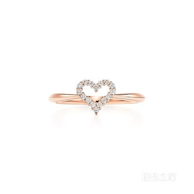 18K 玫瑰金镶钻超迷你 Heart 戒指。