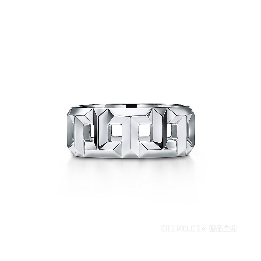 Tiffany T 系列 True™ 18K 白金戒指，宽 8 毫米