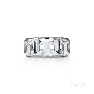 Tiffany T 系列 True™ 18K 白金戒指，宽 8 毫米