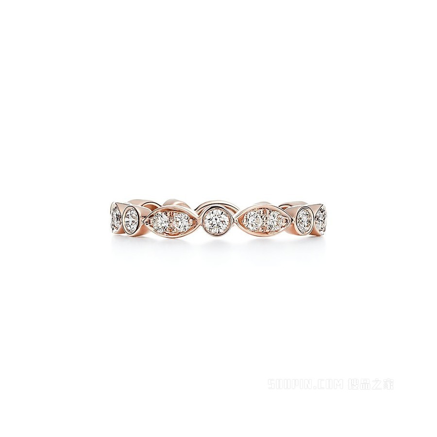 Tiffany Jazz™ 系列 18K 玫瑰金镶钻戒指。