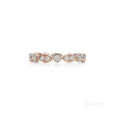 Tiffany Jazz™ 系列 18K 玫瑰金镶钻戒指。