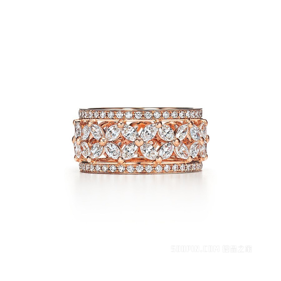 Tiffany Victoria™ 系列 18K 玫瑰金镶钻戒指。