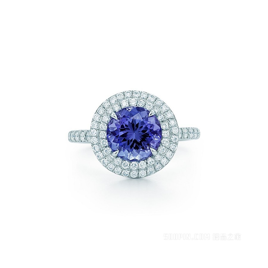 Tiffany Soleste 系列铂金镶嵌 1.25 克拉坦桑石和钻石戒指。