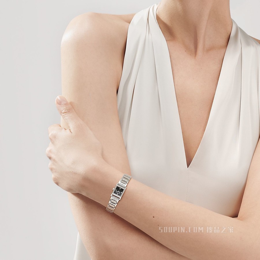 Tiffany 1837® 系列 Makers 16 毫米黑色表盘不锈钢方形腕表