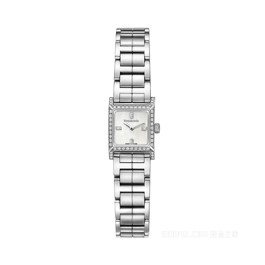 Tiffany 1837® 系列 Makers 16 毫米白色表盘不锈钢方形腕表