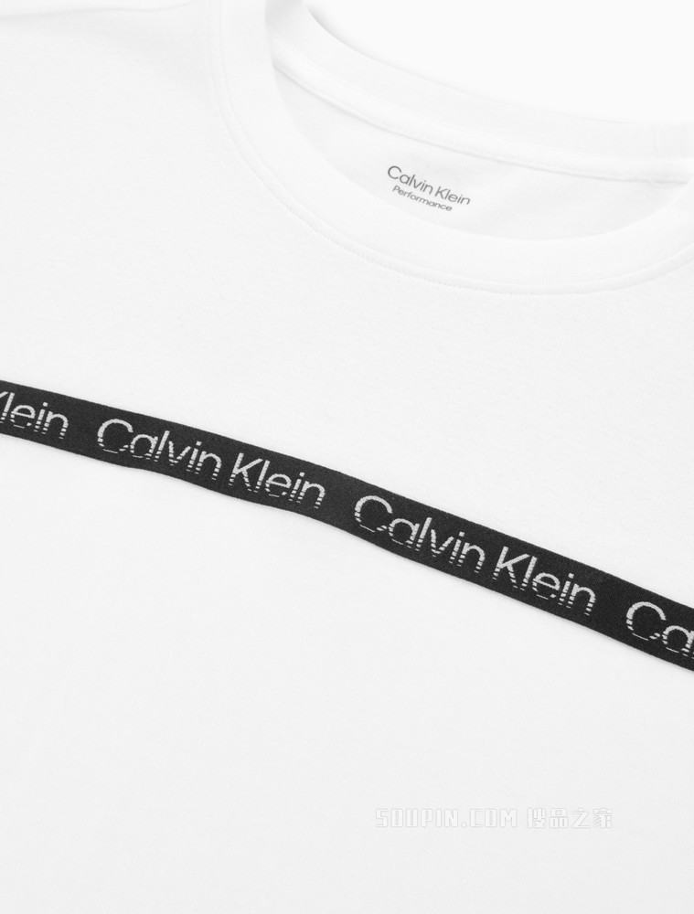 Calvin Klein 22春夏女士时尚透气圆领拼接LOGO织带宽松连衣裙4WS2D902