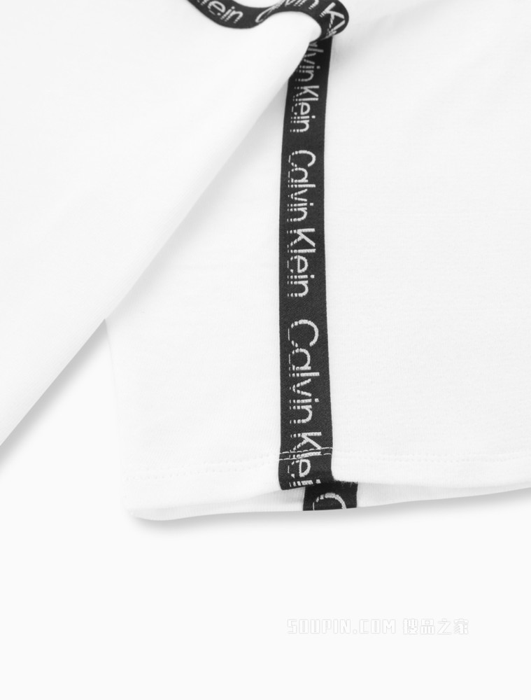 Calvin Klein 22春夏女士时尚透气圆领拼接LOGO织带宽松连衣裙4WS2D902
