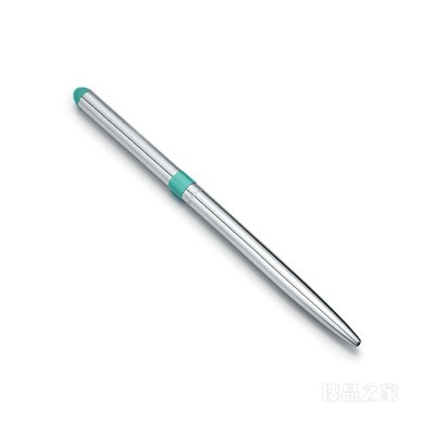 纯银便携钢笔饰蓝色圈带，涂以 Tiffany Blue® 蒂芙尼蓝色亮漆。