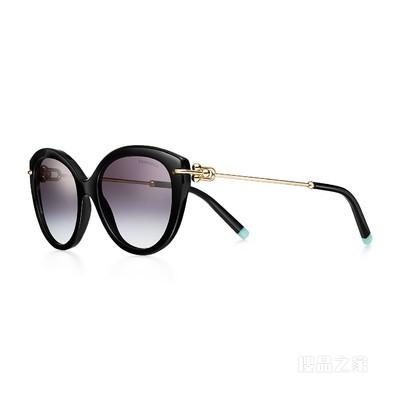 Tiffany HardWear 系列灰色渐变镜片黑色醋酸酯镜框太阳镜