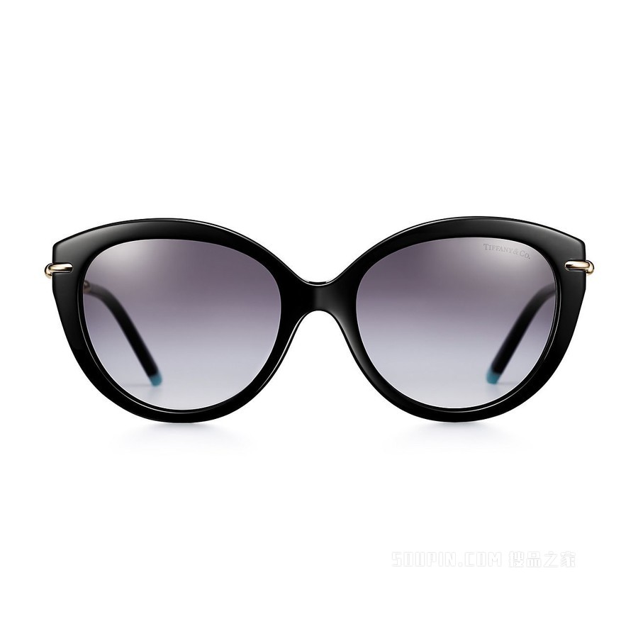 Tiffany HardWear 系列灰色渐变镜片黑色醋酸酯镜框太阳镜