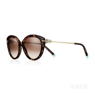 Tiffany HardWear 系列棕色镜片玳瑁色醋酸酯镜框太阳镜