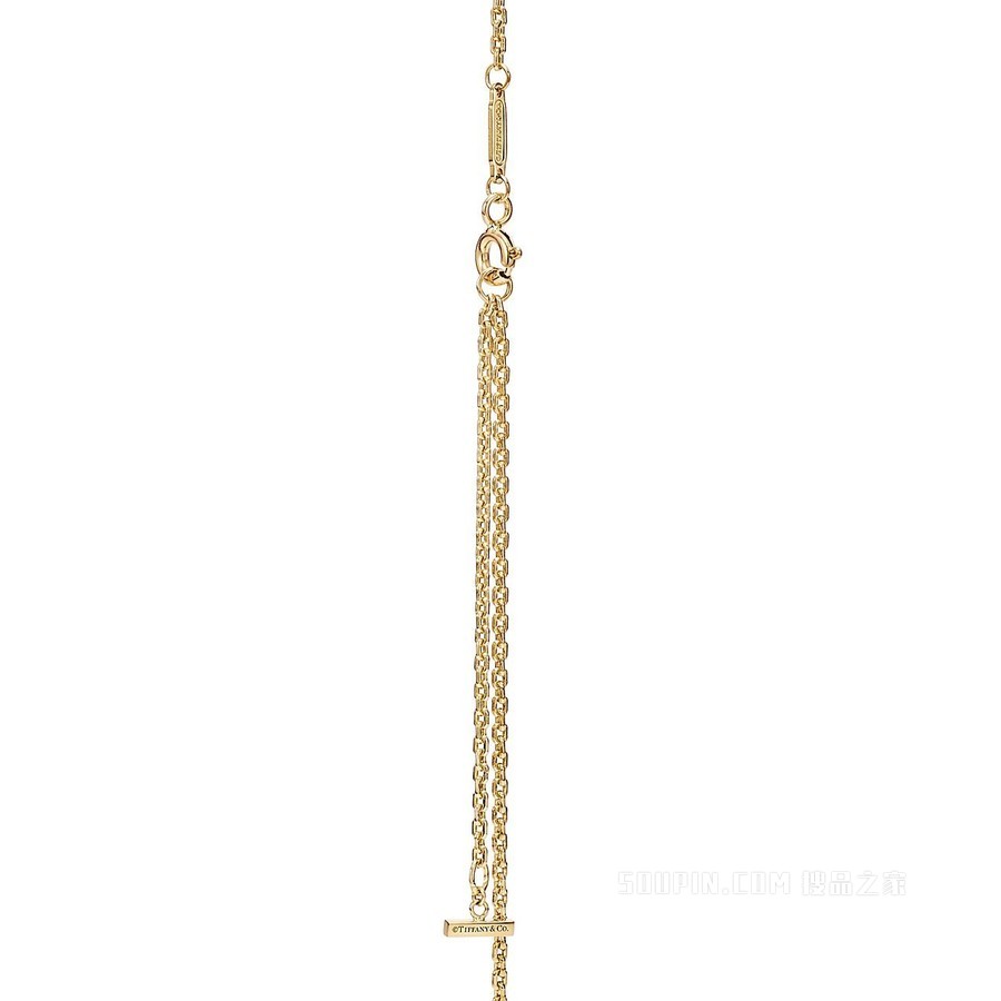 Tiffany T 系列 18K 黄金镶钻特大号 Smile 项链。