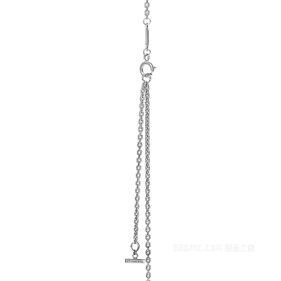 Tiffany T 系列 18K 白金镶钻特大号 Smile 项链。