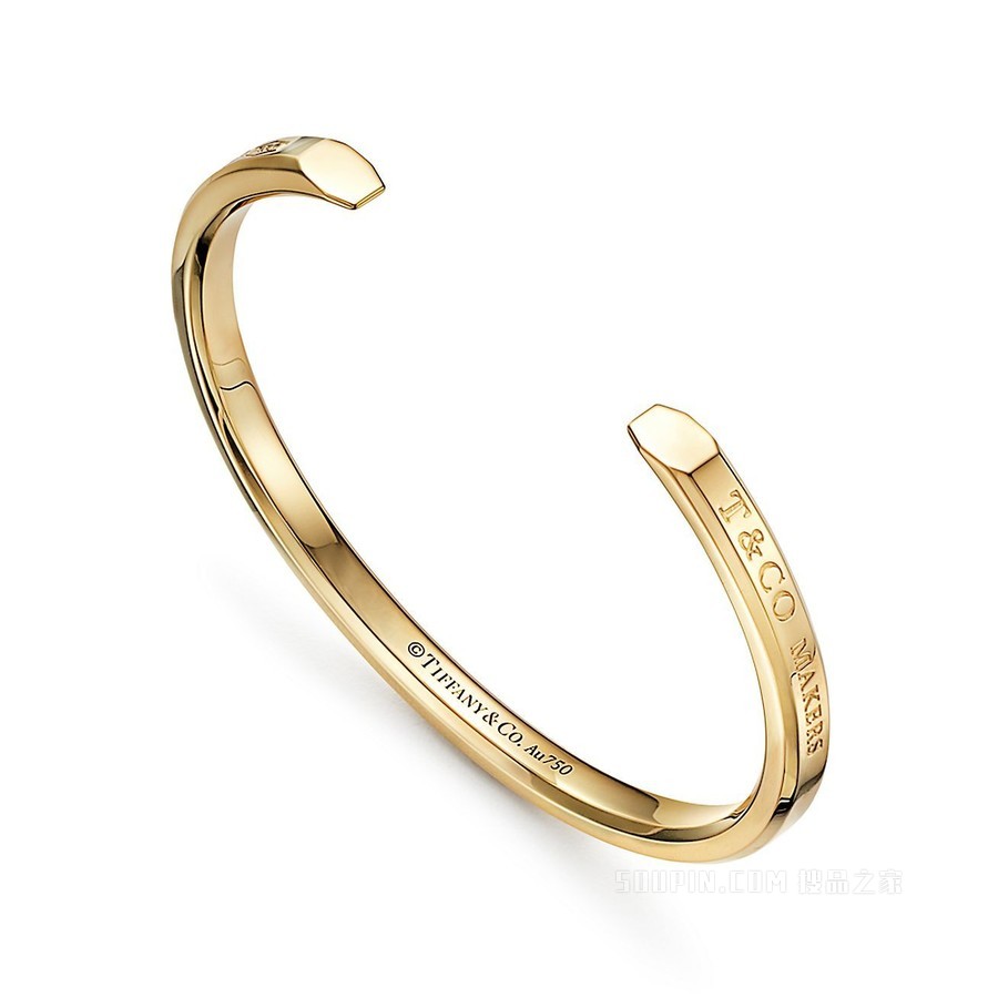 Tiffany 1837™ Makers 系列 18K 黄金窄式手镯，中号。