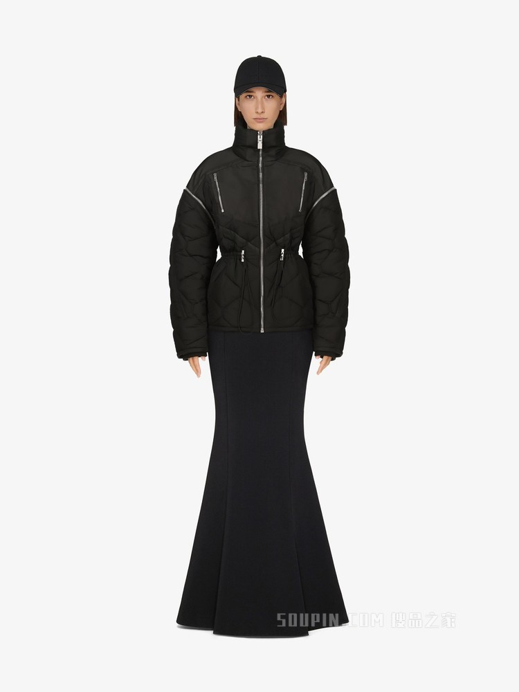 可拆卸衣袖绗缝风衣