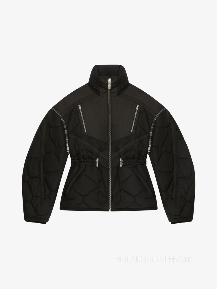 可拆卸衣袖绗缝风衣