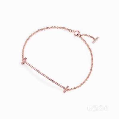 Tiffany T 系列 18K 玫瑰金镶钻 Smile 手链