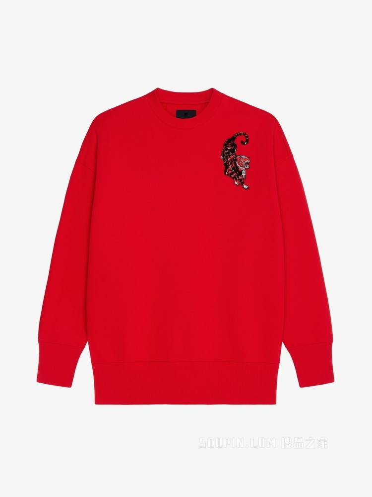 超大版型老虎贴片GIVENCHY LOGO卫衣