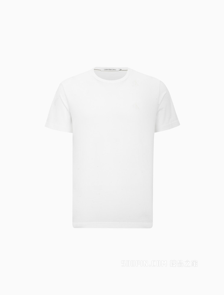 Calvin Klein 男士圆领纯棉同大身色刺绣短袖T恤J320986