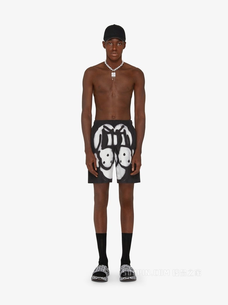 小狗印花长款泳裤