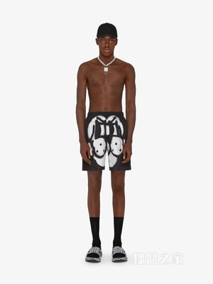 小狗印花长款泳裤