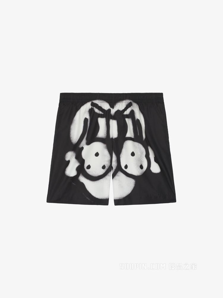 小狗印花长款泳裤