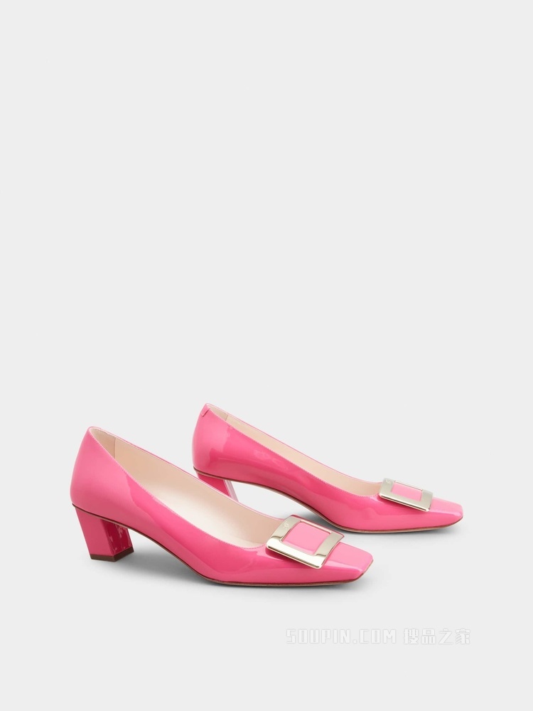 Belle Vivier金属扣单鞋 粉色