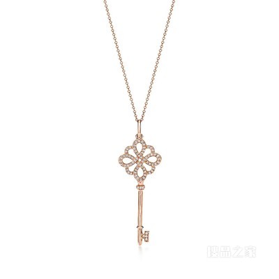 Tiffany Keys 18K 玫瑰金镶钻蝴蝶结式钥匙。