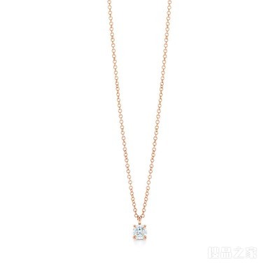 Tiffany Soleste 18K 玫瑰金镶嵌单钻项链。