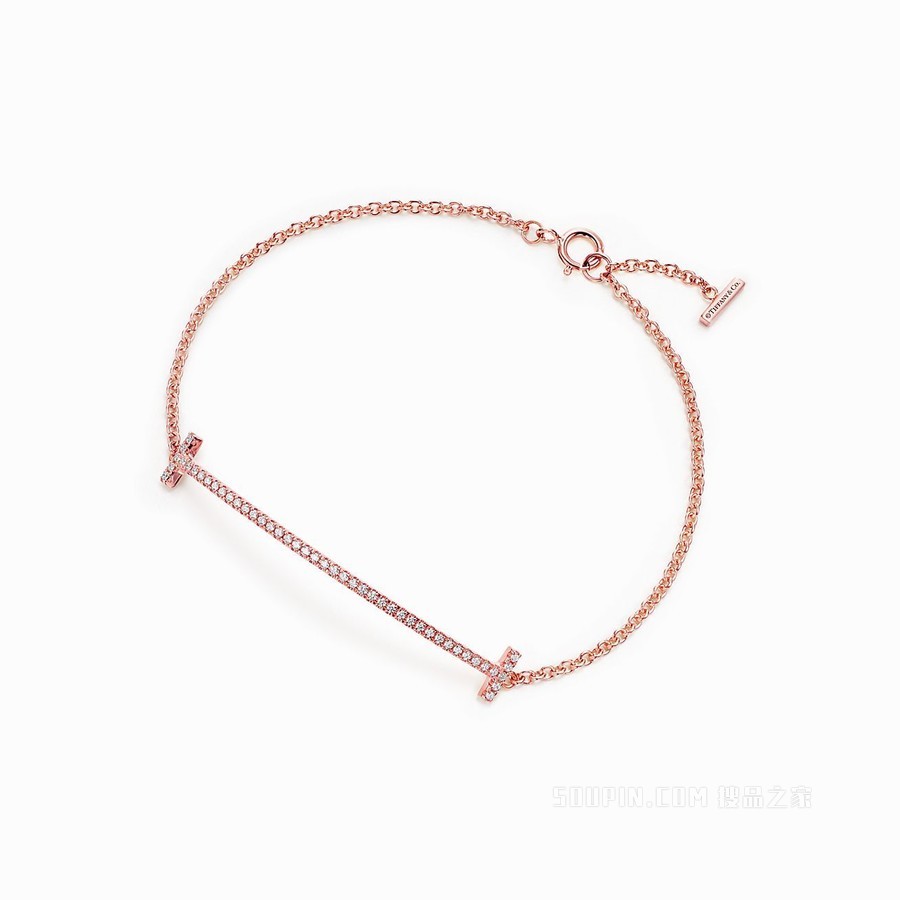 Tiffany T 系列 18K 玫瑰金镶钻 Smile 手链