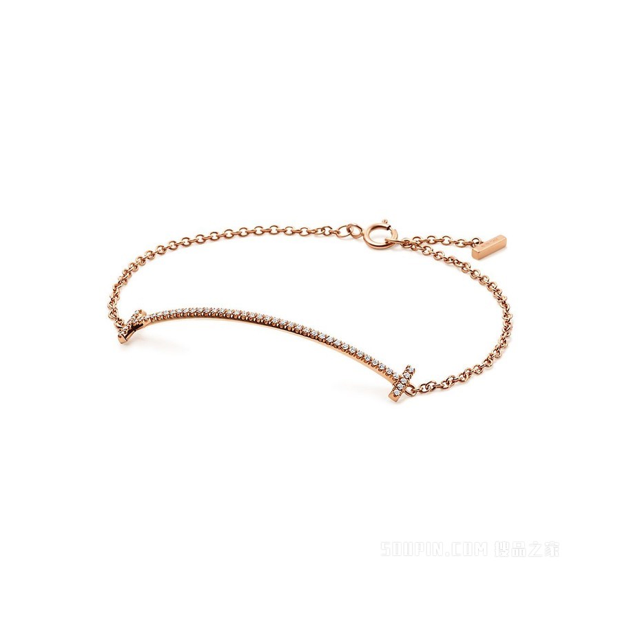 Tiffany T 系列 18K 玫瑰金镶钻 Smile 手链