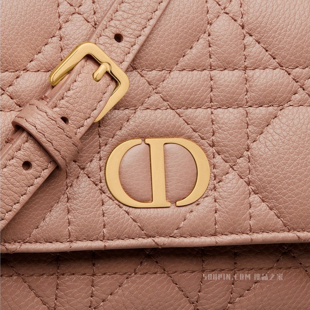 Dior Caro 手拿包 绯红色柔软牛皮革藤格纹搭配链条