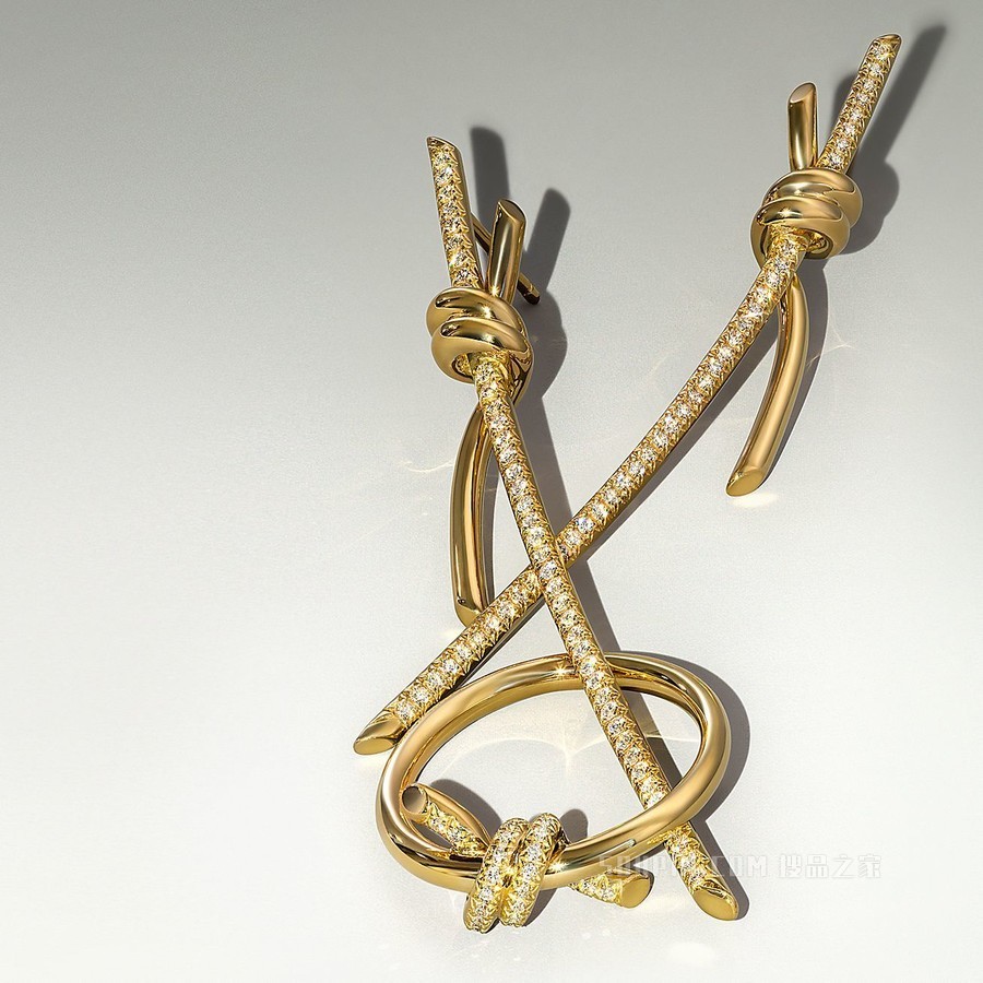 Tiffany Knot 系列 18K 黄金镶钻戒指