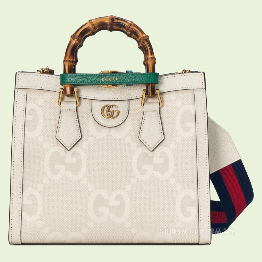 Gucci Diana系列超级双G小号托特包 白色帆布