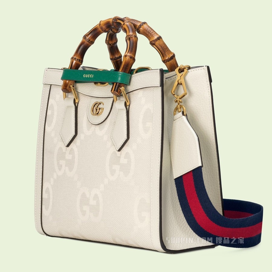 Gucci Diana系列超级双G小号托特包 白色帆布