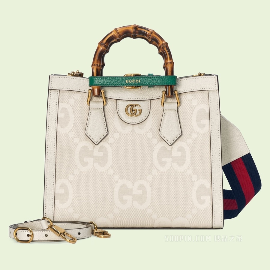 Gucci Diana系列超级双G小号托特包 白色帆布