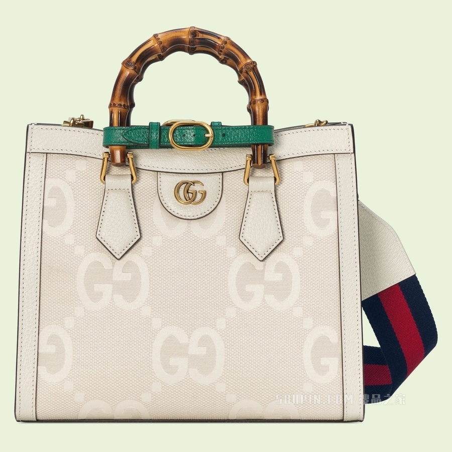 Gucci Diana系列超级双G小号托特包 白色帆布