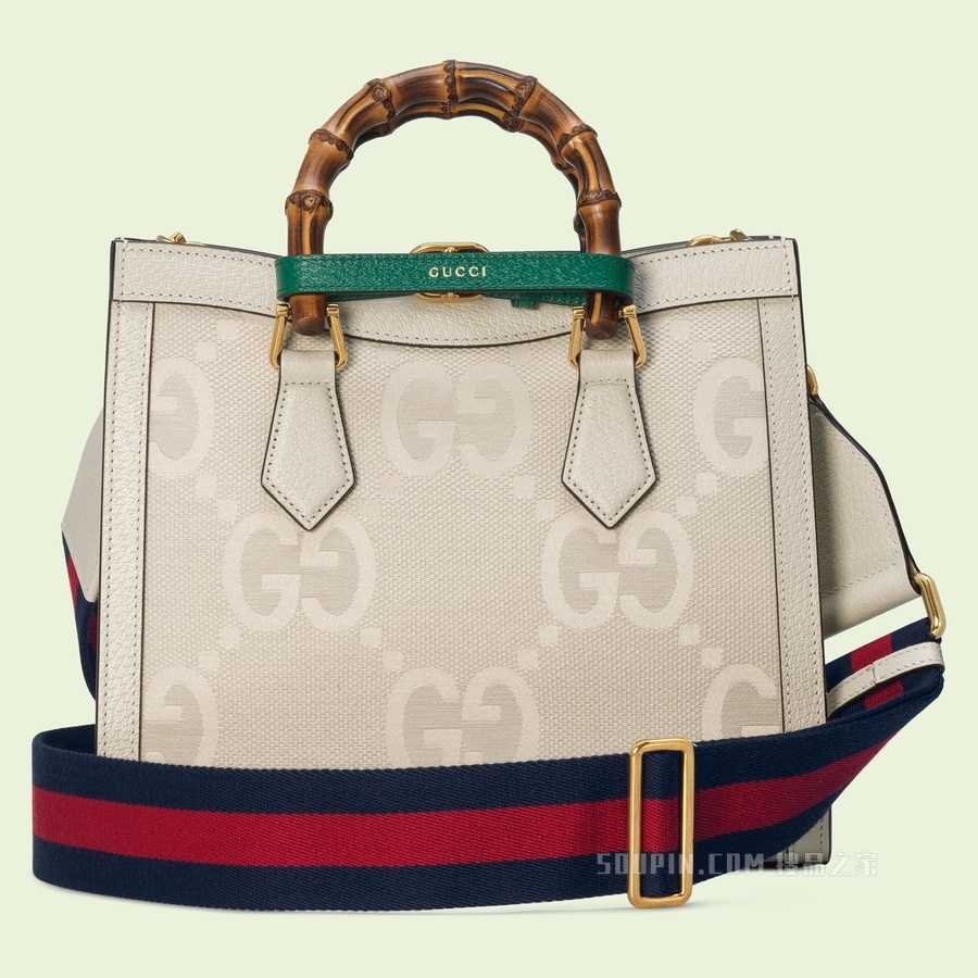 Gucci Diana系列超级双G小号托特包 白色帆布