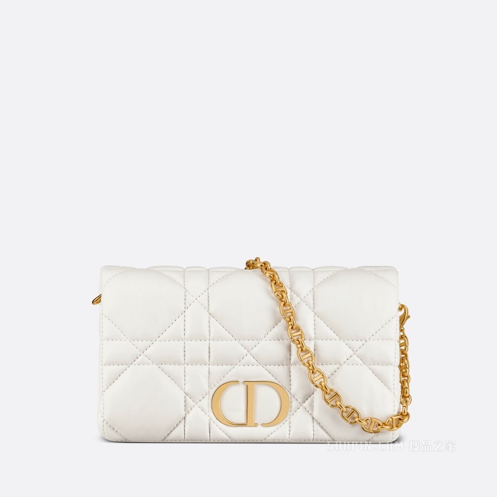 Dior Caro 链条手袋 奶白色牛皮革绗缝超大藤格纹