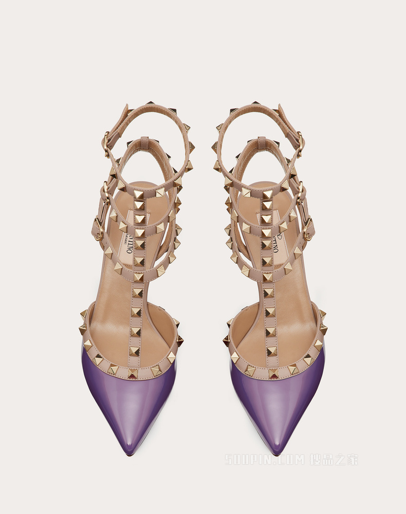 Rockstud 漆皮系带铆钉高跟鞋 （鞋跟高 6.5 厘米）