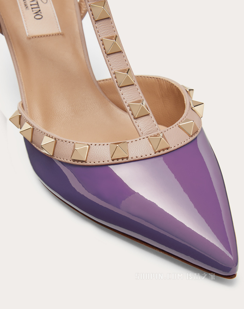 Rockstud 漆皮系带铆钉高跟鞋 （鞋跟高 6.5 厘米）